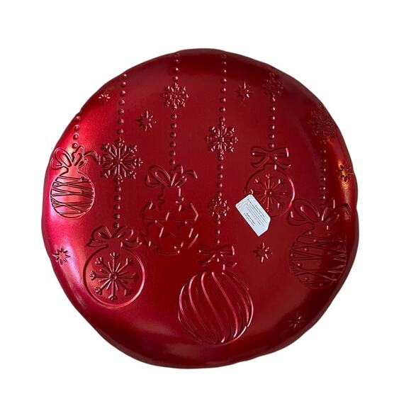 Akcam Red Turkish Carnival Glass Charger Plate 13in Christmas Ornaments New - Picture 8 of 15